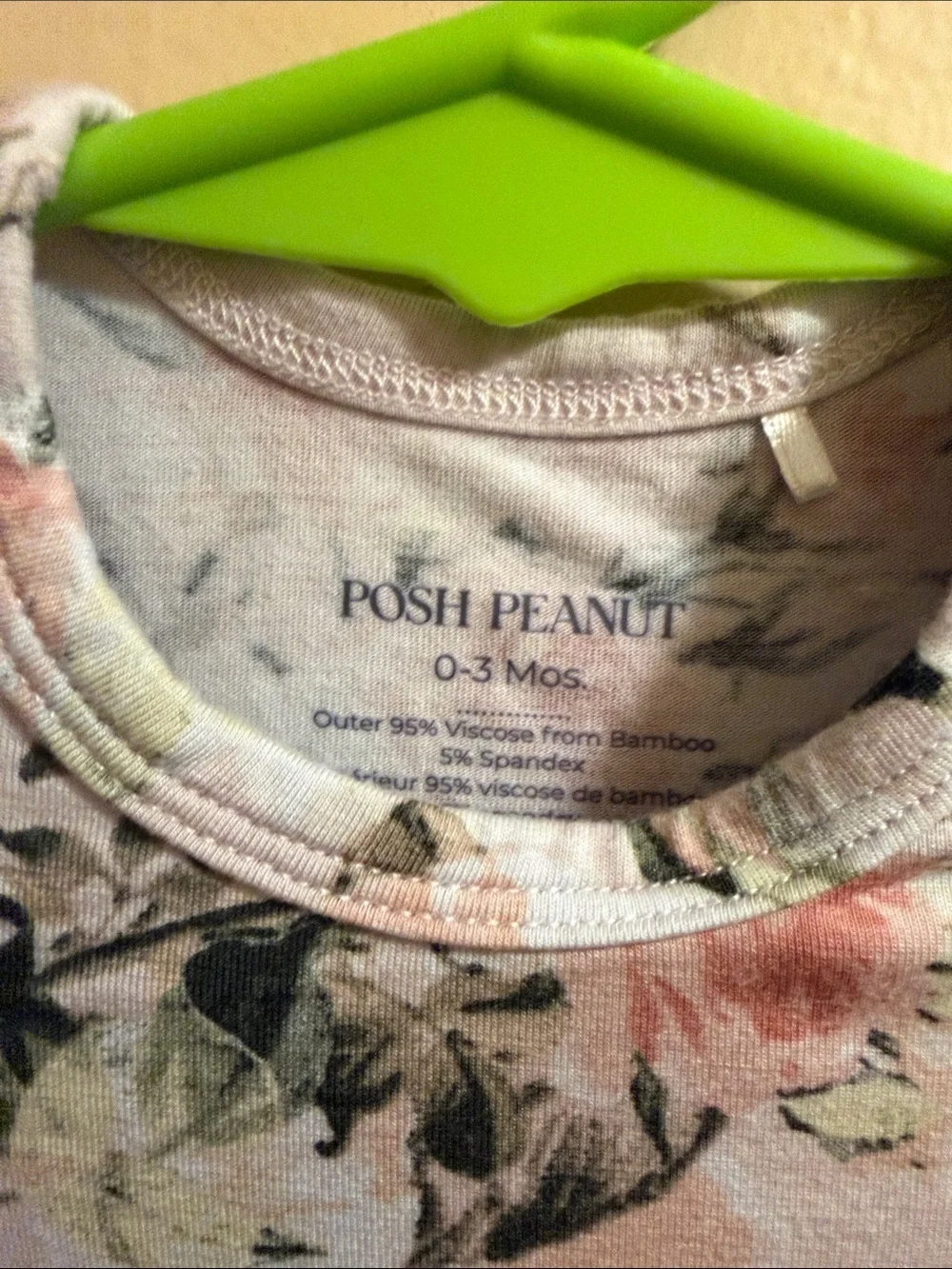Posh Peanut Pink Floral Ruffle Long Sleeve Baby Bodysuit